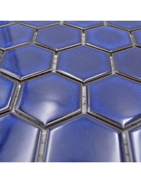 Hexagon Mosaik Kobolt Blå Blank | Ekosten.se