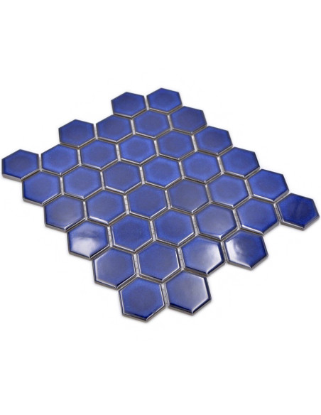 Hexagon Mosaik Kobolt Blå Blank | Ekosten.se