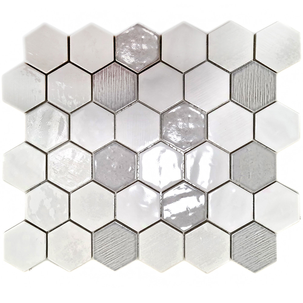 Zellige Hexagon Mosaik Rustik Vit | Ekosten.se