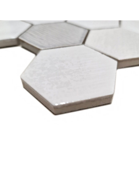Zellige Hexagon Mosaik Rustik Vit | Ekosten.se