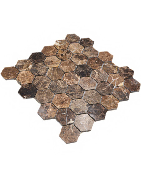 Hexagon Marmormosaik Brun Polerad | Ekosten.se