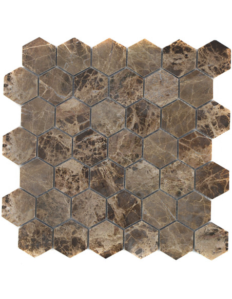 Hexagon Marmormosaik Brun Polerad | Ekosten.se