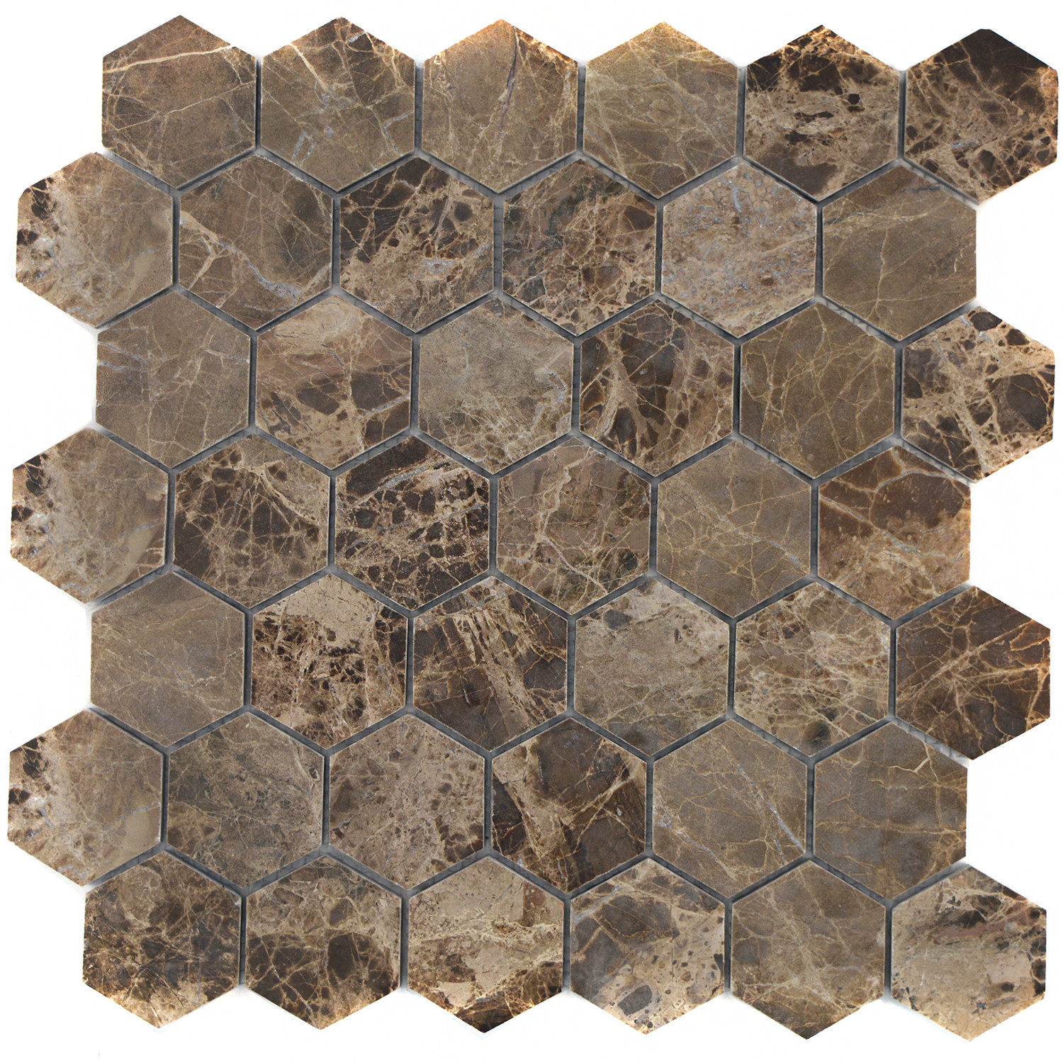Hexagon Marmormosaik Brun Polerad | Ekosten.se