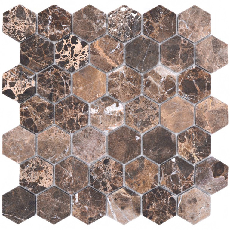 Hexagon Marmor Mosaik Brun | Ekosten.se