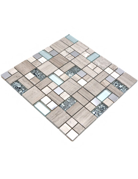 Mosaik Kristall Marmor White Wood | Ekosten.se