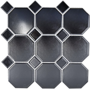 Svart Oktagon Klinker Mosaik | Ekosten.se