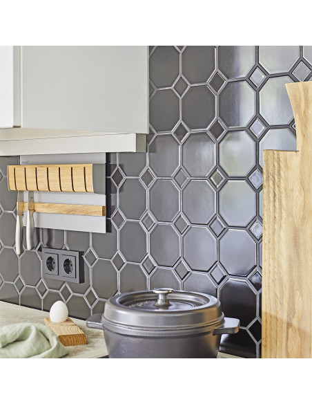Svart Oktagon Klinker Mosaik | Ekosten.se