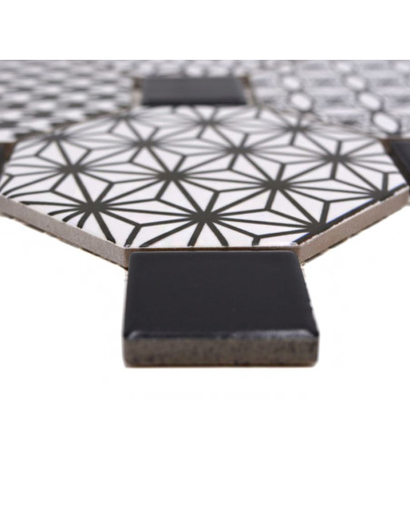 Oktagon Mosaik Svart Vit Misto  | Ekosten.se
