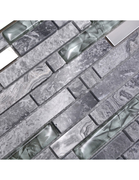 Grå Silver Kristall Marmor Stavmosaik | Ekosten.se