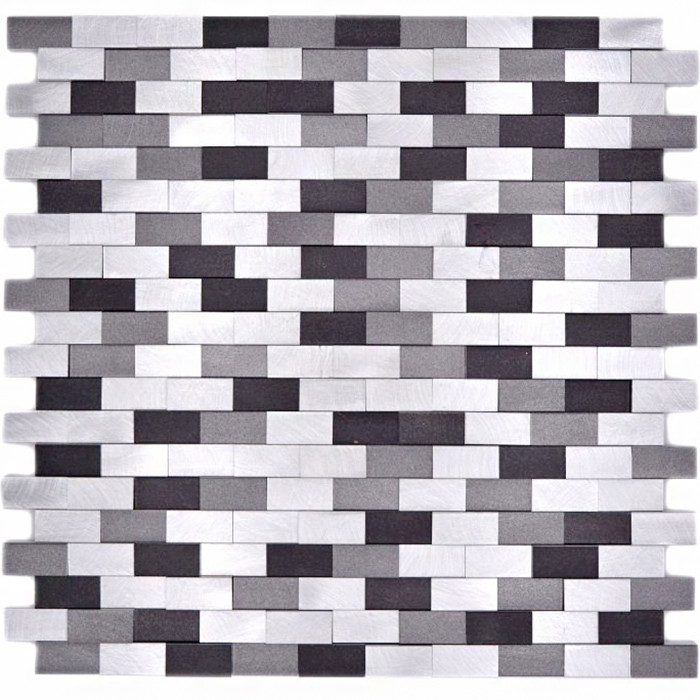 Brickmosaik Silver Svart 3D