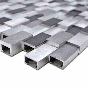 Brickmosaik Silver Svart 3D