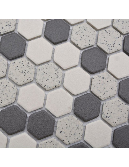 Hexagon Mosaik Beige Svart Prickig | Ekosten.se