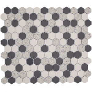 Hexagon Mosaik Beige Svart Prickig | Ekosten.se