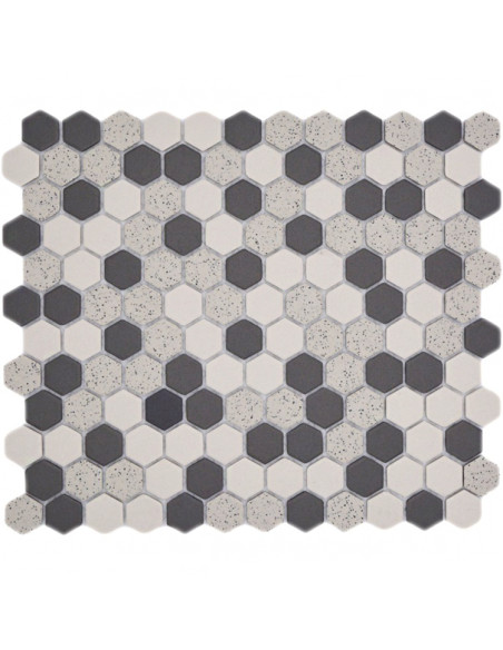 Hexagon Mosaik Beige Svart Prickig | Ekosten.se