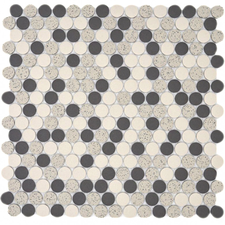 Knappmosaik Beige Svart Prickig | Ekosten.se