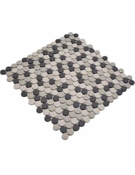 Knappmosaik Beige Svart Prickig | Ekosten.se