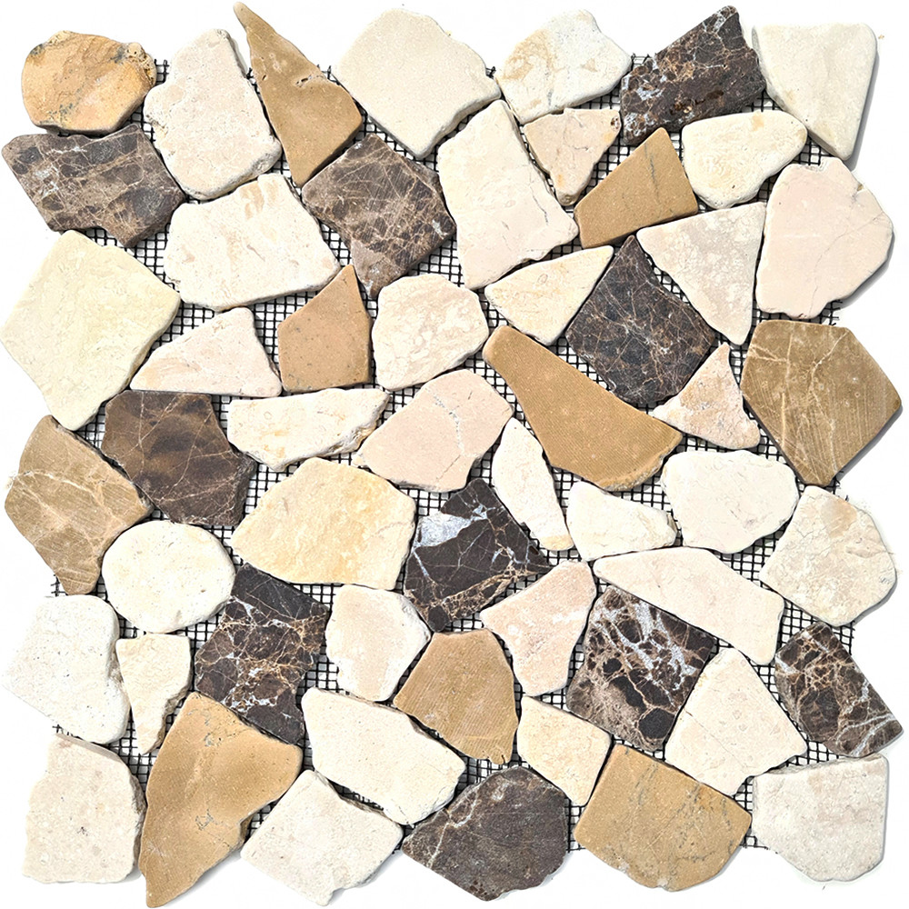 Oregelbunden Marmormosaik Beige Brun | Ekosten.se
