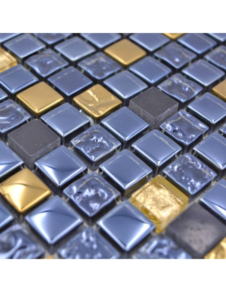 Mosaik Kristall Natursten Svart Guld | Ekosten.se
