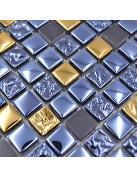 Mosaik Kristall Natursten Svart Guld | Ekosten.se