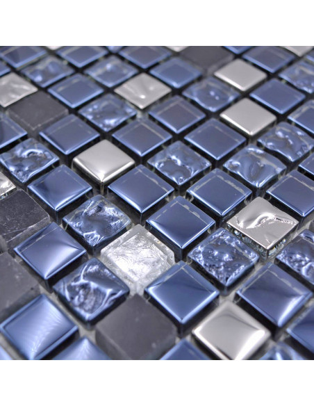Mosaik Kristall Natursten Svart Silver Mix | Ekosten.se