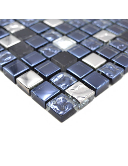 Mosaik Kristall Natursten Svart Silver Mix | Ekosten.se