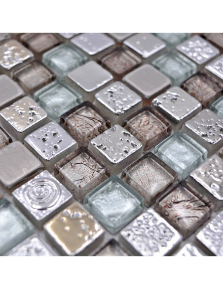 Mosaik Kristall Resin Metall Silver | Ekosten.se