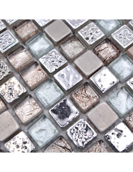 Mosaik Kristall Resin Metall Silver | Ekosten.se