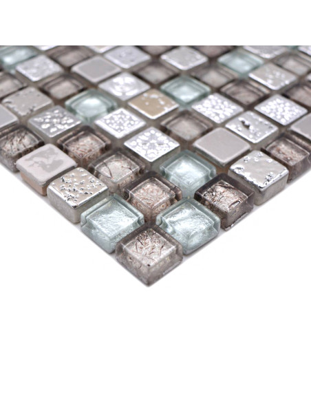 Mosaik Kristall Resin Metall Silver | Ekosten.se