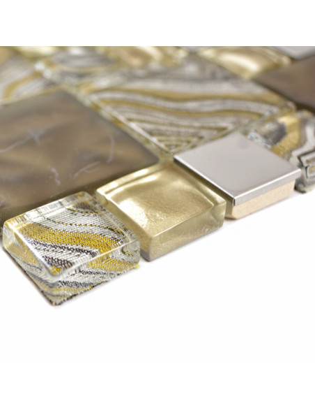 Kristall Metall Mosaik Beige Brun Guld | Ekosten.se
