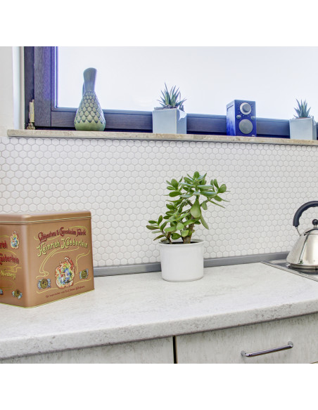 Vit Hexagon Mosaik Blank | Ekosten.se