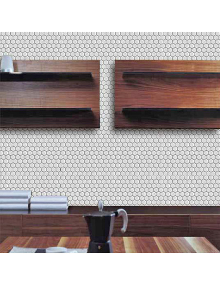 Vit Hexagon Mosaik Blank | Ekosten.se
