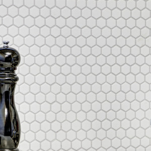 Vit Hexagon Mosaik Matt | Ekosten.se