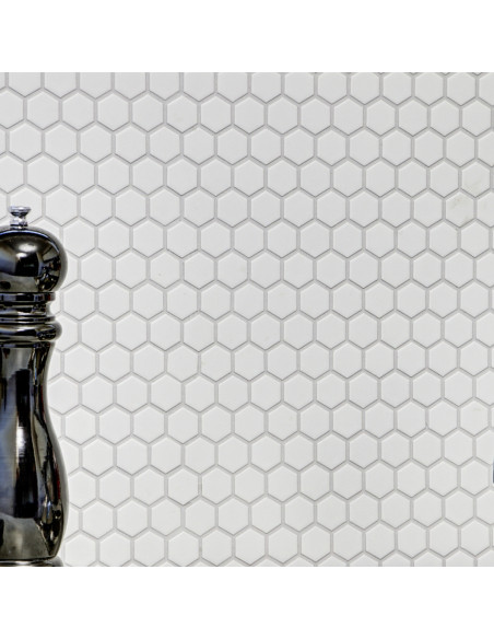 Vit Hexagon Mosaik Matt | Ekosten.se