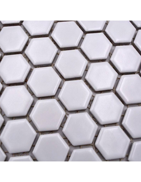 Vit Hexagon Mosaik Matt | Ekosten.se