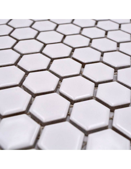 Vit Hexagon Mosaik Matt | Ekosten.se