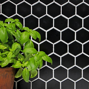 Klinkermosaik Hexagon Svart Blank | Ekosten.se