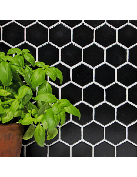 Klinkermosaik Hexagon Svart Blank | Ekosten.se