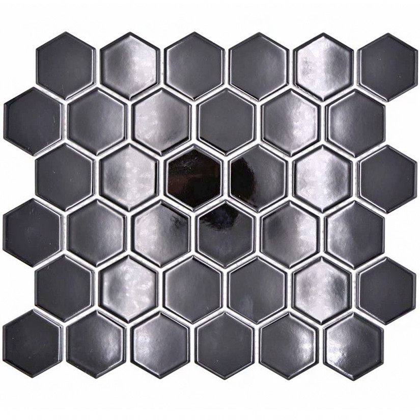 Klinkermosaik Hexagon Svart Blank | Ekosten.se