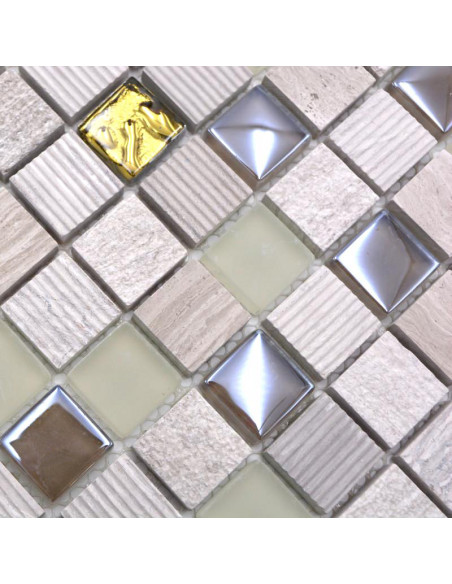 Mosaik Kristall Marmor Grå Guld | Ekosten.se