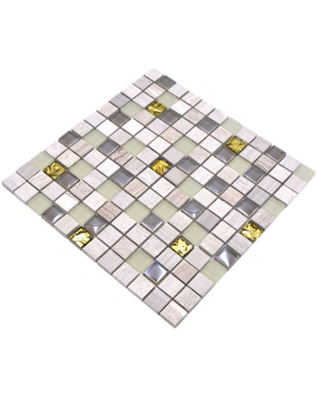 Mosaik Kristall Marmor Grå Guld | Ekosten.se