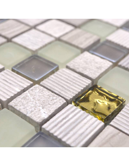 Mosaik Kristall Marmor Grå Guld | Ekosten.se