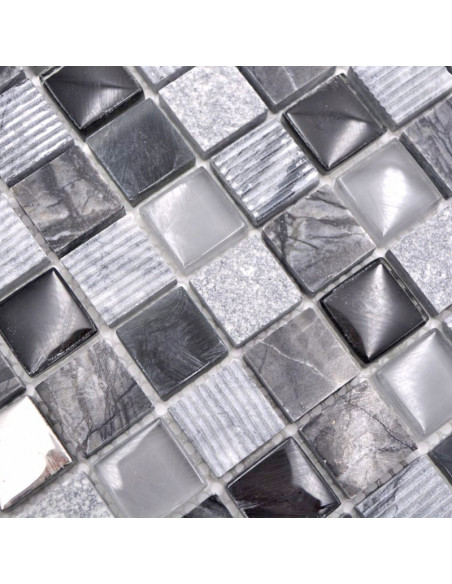 Mosaik Kristall Marmor Svart Silver | Ekosten.se