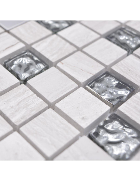 White Wood Marmor Kristall Mosaik | Ekosten.se