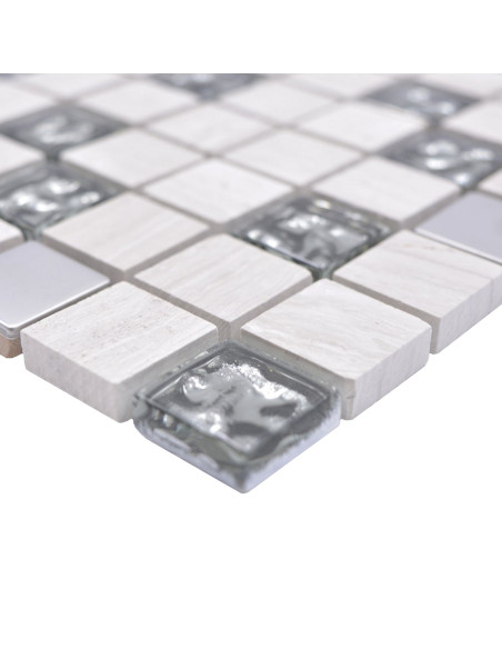 White Wood Marmor Kristall Mosaik | Ekosten.se