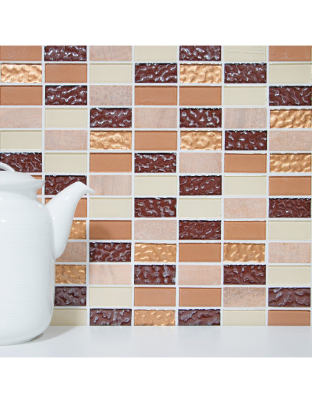 Självhäftande Brickmosaik Beige Brun | Ekosten.se