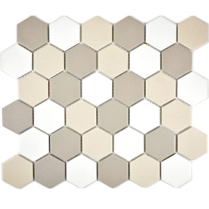 Hexagon Klinker Mosaik Grå Beige Vit | Ekosten.se