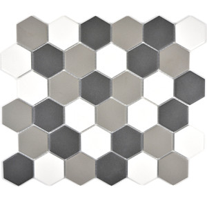 Hexagon Klinker Mosaik Grå Svart Vit | Ekosten.se