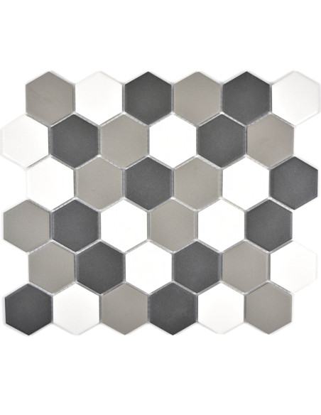 Hexagon Klinker Mosaik Grå Svart Vit | Ekosten.se