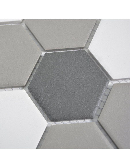 Hexagon Klinker Mosaik Grå Svart Vit | Ekosten.se