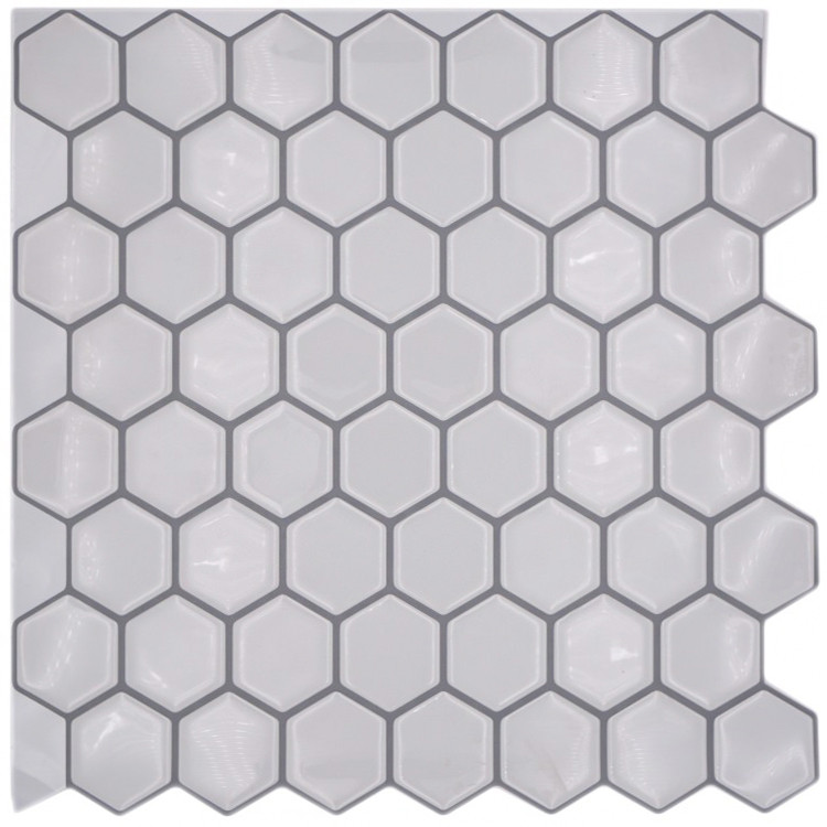 Självhäftande Vinylmosaik Hexagon Vit